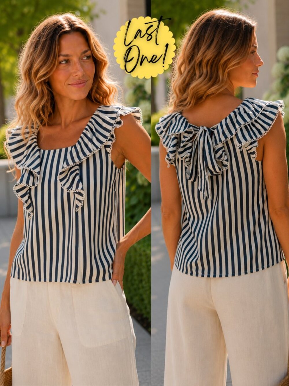Melanie Striped Square Neck Blouse | Women's Tops | Summer Trendy